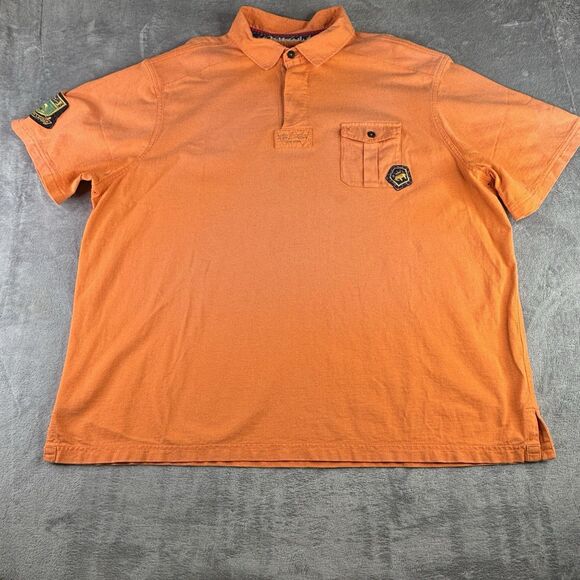 VTG Polo Ralph Lauren Shirt Mens 3XB Orange Rugby Crest Embroidered Pocket S/S - Picture 2 of 15